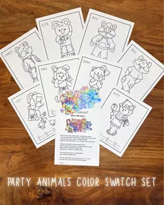 Party Animals 8-piece Coloring Swatch Cards Set