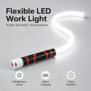 30-Inch Flexible LED Flashlight Stick, Bendable Rechargeable Mechanic Lamp, Energy Saving Auxiliary Light for Car Care and Workshop Work, Practical Home Supply, Perfect Gift for Father's Day and Great Pick for 618 Shopping Season