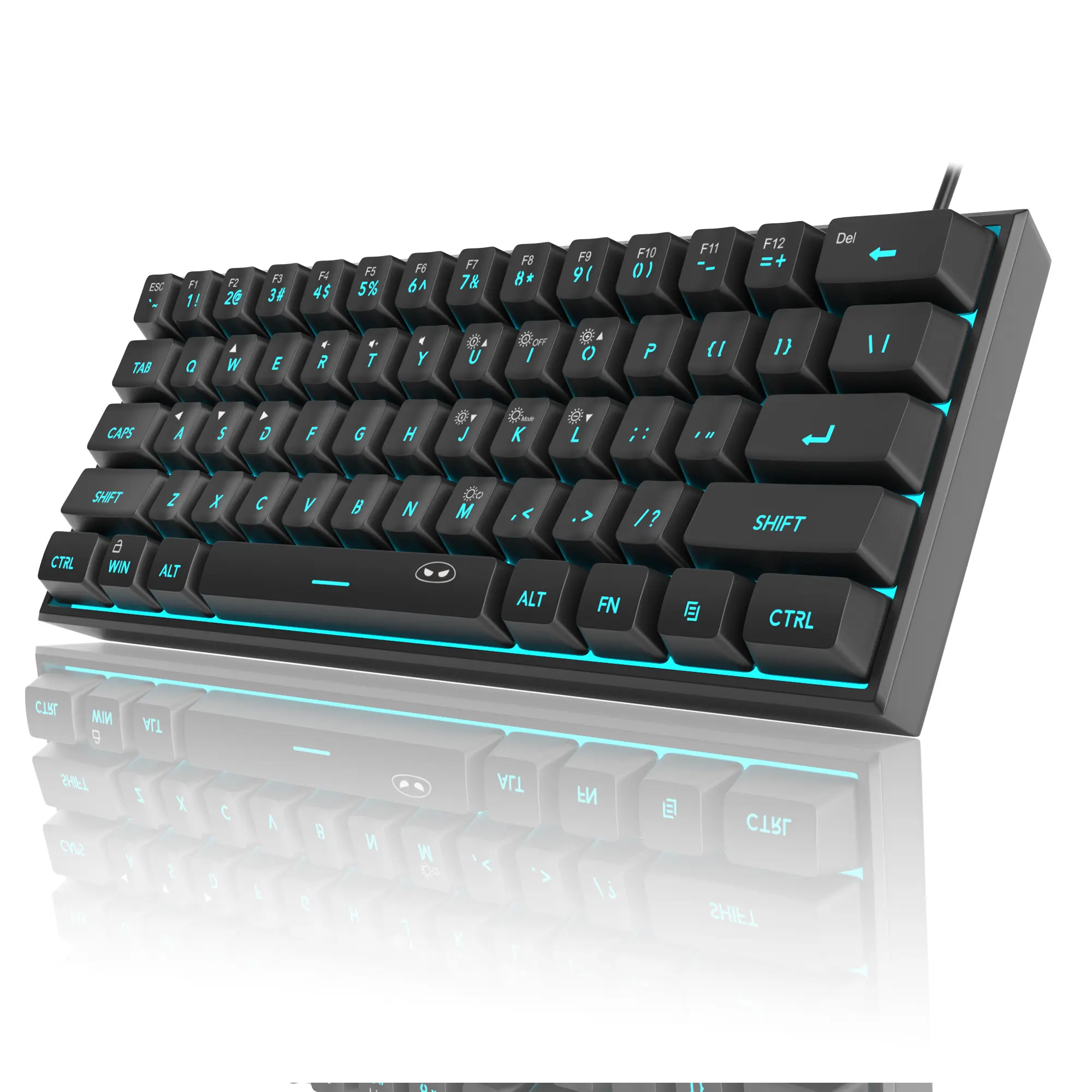 MageGee TS91 60 Percent Gaming Keyboard - 61-Key Ultra-Compact RGB Backlight Membrane PC Accessory, Ergonomic IPX4 Water Resistant for Home, Gamers (Black, Compatible with PC, MAC, PS4, Xbox 1)
