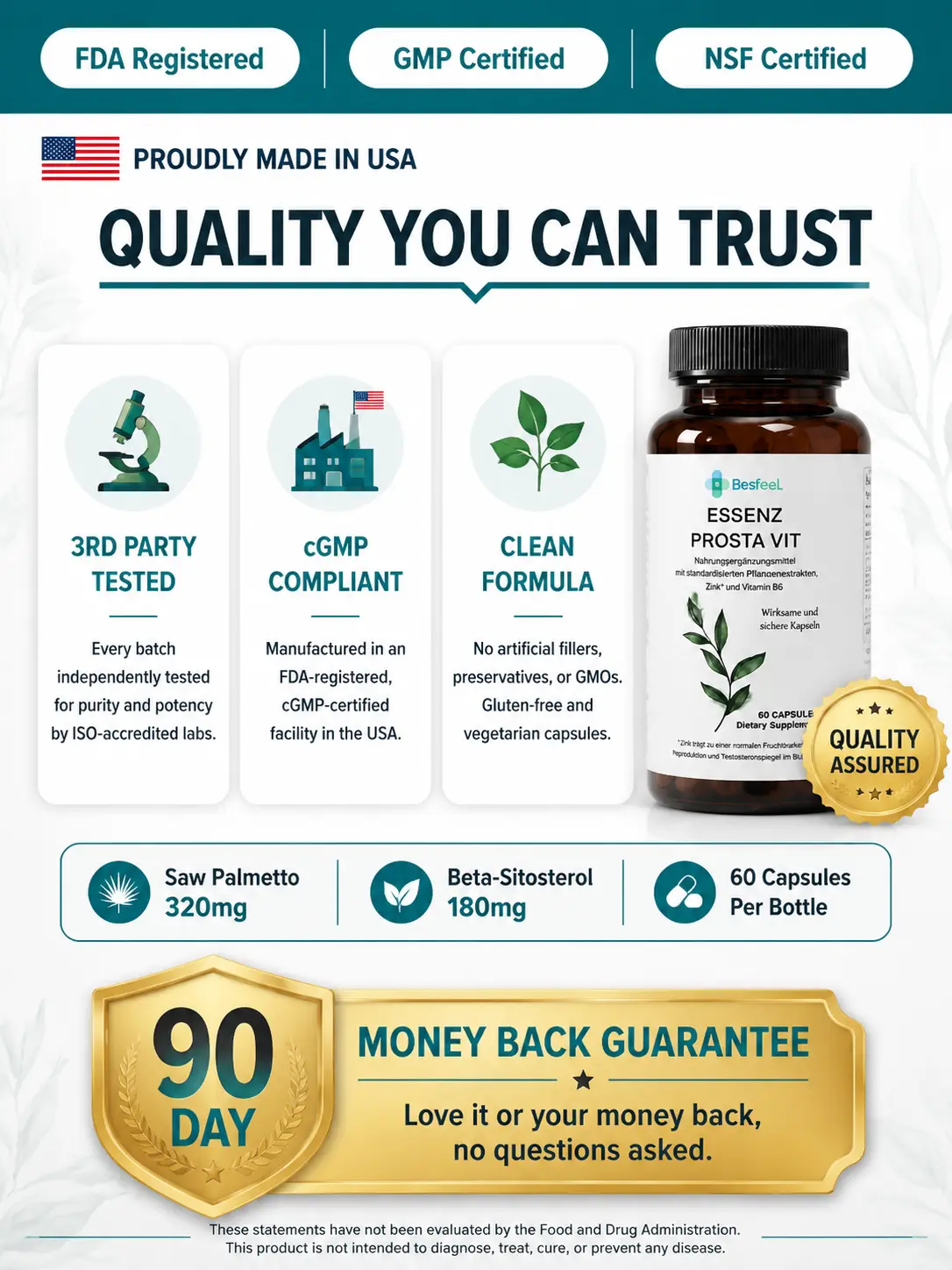 Men's Natural Prostate Health Dietary Herbal Supplement - Plant-Based, Saw Palmetto, Pumpkin Seed Oil, Non-Toxic Vitamins Supplements, Nutrient-Rich Preventive Care Support Formulation