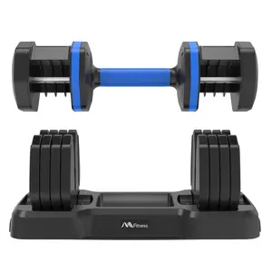 Adjustable Dumbbell - 55lb Single Dumbbell with Anti-Slip Handle, Fast Adjust Weight by Turning Handle with Tray, Exercise Fitness Dumbbell Suitable for Full Body Workout