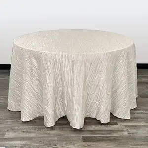 120 inch Crinkle Taffeta Round Tablecloth Ivory 120 inch Crinkle Taffeta Round Tablecloth Ivory