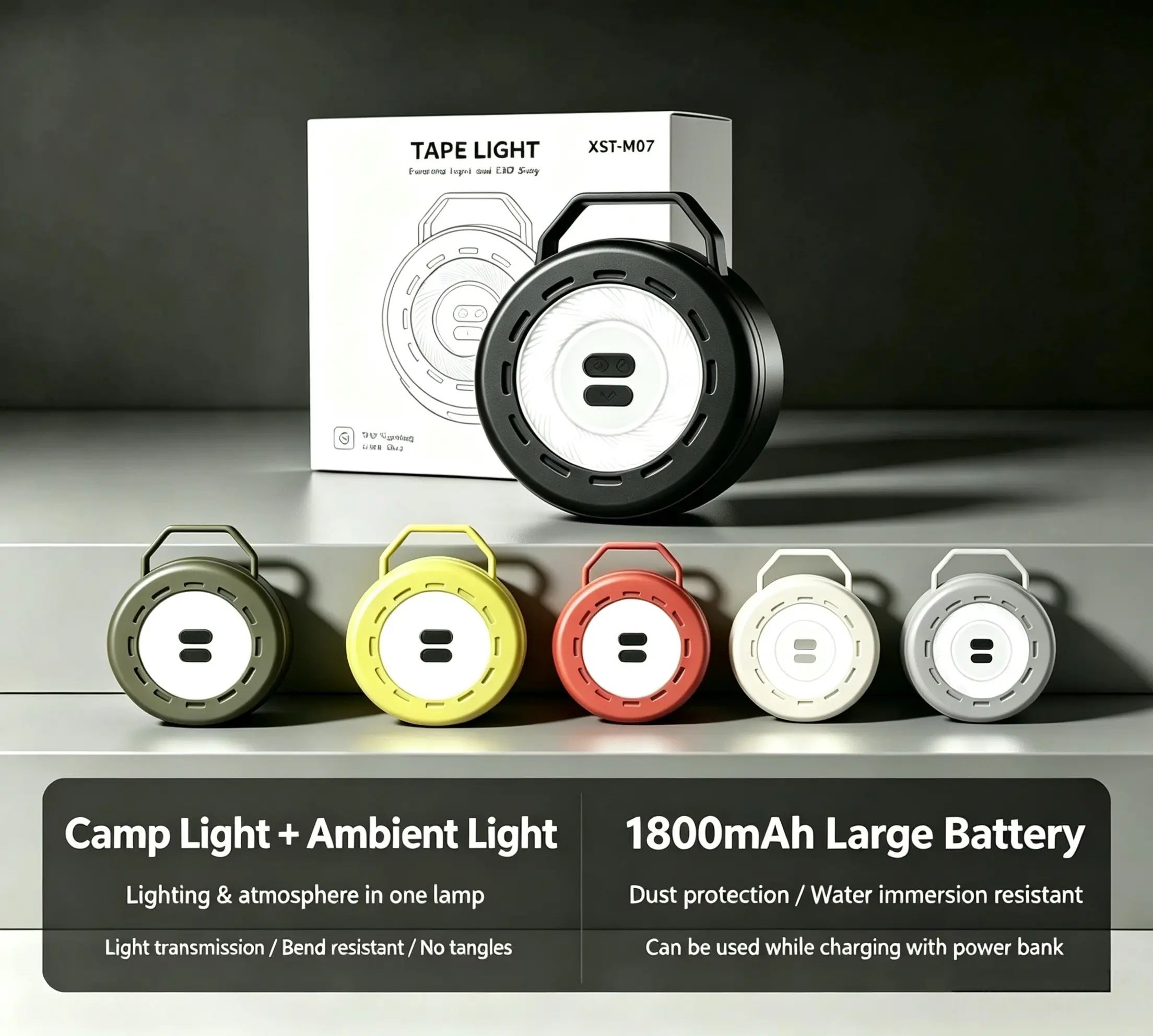 Retractable Reel Camping Light, 10M String Light, Ambient Fairy Light, IP64 Waterproof, 2000mAh Rechargeable Battery, Tent Decor Lamp, Outdoor Camping Party Light      ？   ？ Christmas Control LED Work power outage emergency garden patio room