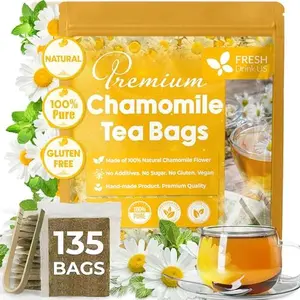 FreshDrinkUS, Chamomile Tea, 100% Natural and Pure Chamomile Flowers, Eco-conscious Tea Bags. Chamomile Flower Herbal Tea. No Sugar, No Caffeine, No Gluten, Vegan - Beverage