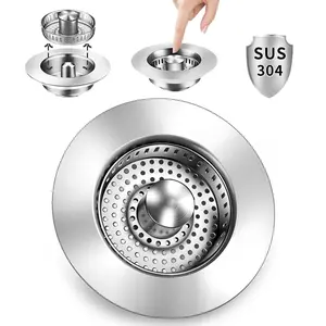 Pop Up Plug Magic 3 In 1 Sink strainer Filter Lets Water Drain Instantly While Capturing Debris Smart Kitchen Upgrade metal kitchen anti-clogging sink strainer stopper efficient drainage