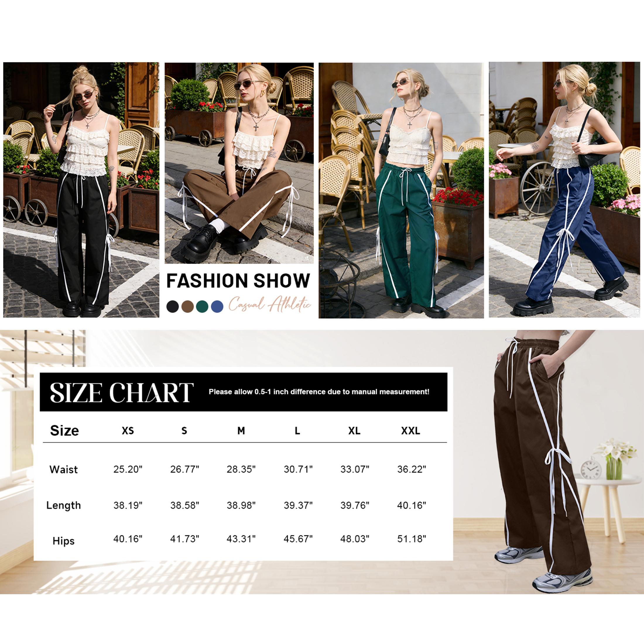 Mundoven Girl's Bow Track Pants Striped Sweatpants Baggy Wide Leg Parachute Pants for Joggers Hip Hop Dance