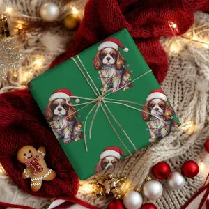 Cavalier King Charles Spaniel Christmas Wrapping Paper – Holiday Dog Gift Wrap