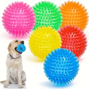 3/Pack Durable Spiked Dog Balls - Non-Toxic Plastic Rubber Dog Toy Balls, Suitable for All Dog Breeds, Geometric Pattern, Promotes Dental Health, Suitable for Strong Chews