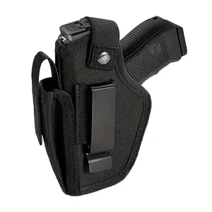 Unisex 9mm Tactical Holster - Classic Black Nylon Concealed Carry IWB/OWB, with Safety Magazine Pouch, Textured Grip and Snap Closure