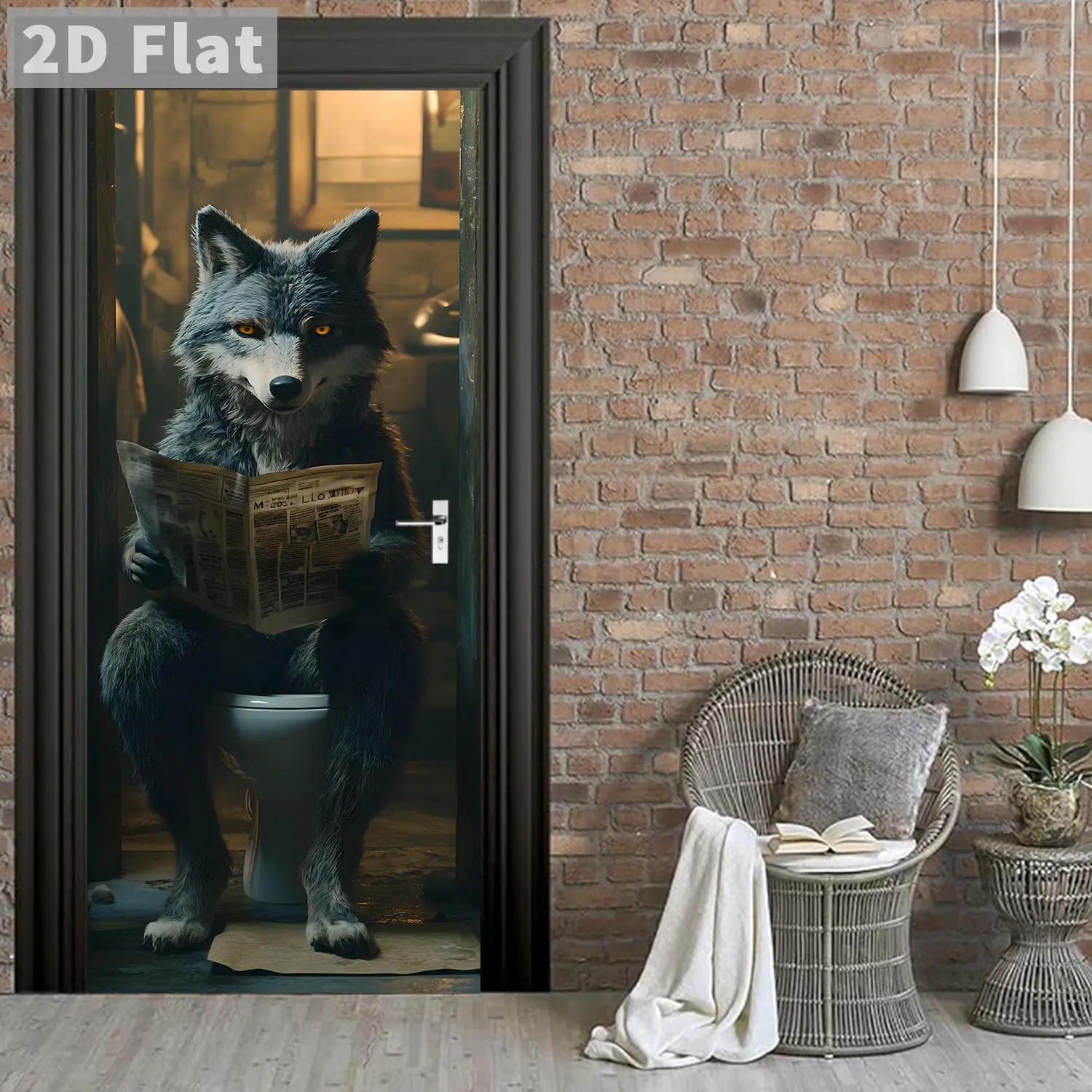 Wolf Pattern Door Sticker, Self-adhesive Door Sticker, Removable PVC Wall Decor for Home Decoration, Versatile Wall Stickers for Every Room, Ornaments