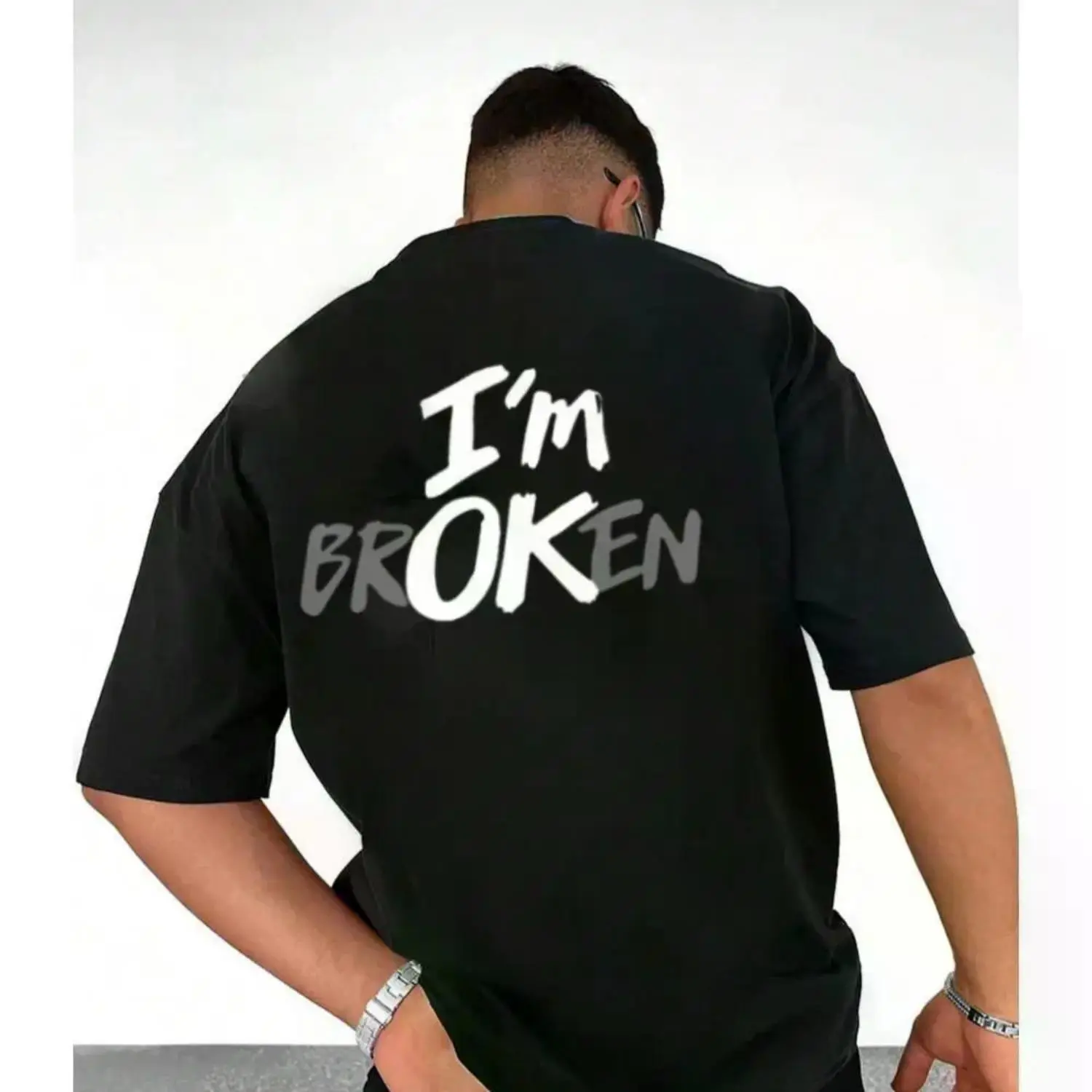 Women's "I'm Broken I'm OK" Graphic Hoodie - Seamless, Fitted, Soft Washed Cotton, Casual Streetwear Pullover, Lightweight Women's Hoodie