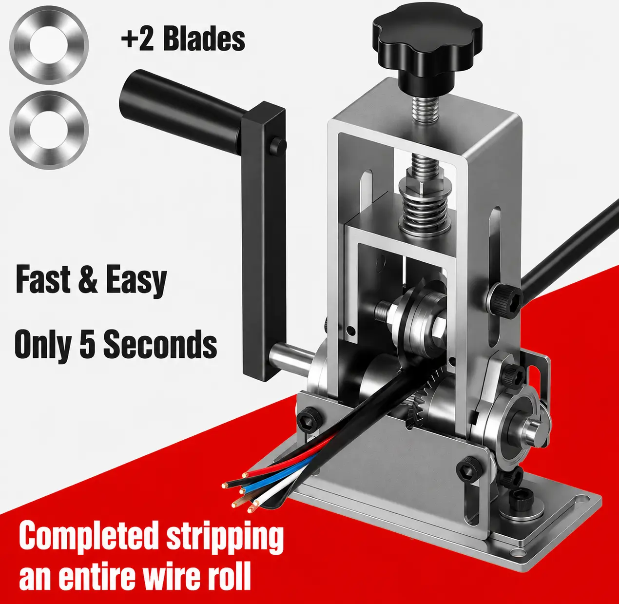 Wire Stripping Machine With Hand Crank & Drill Powered Options For 1-25mm Cables, Quick-change Blade Wire Stripping Machine, Heavy Duty Specialty Hand Tools for Scrap Cable Removal & Cutting Hardware