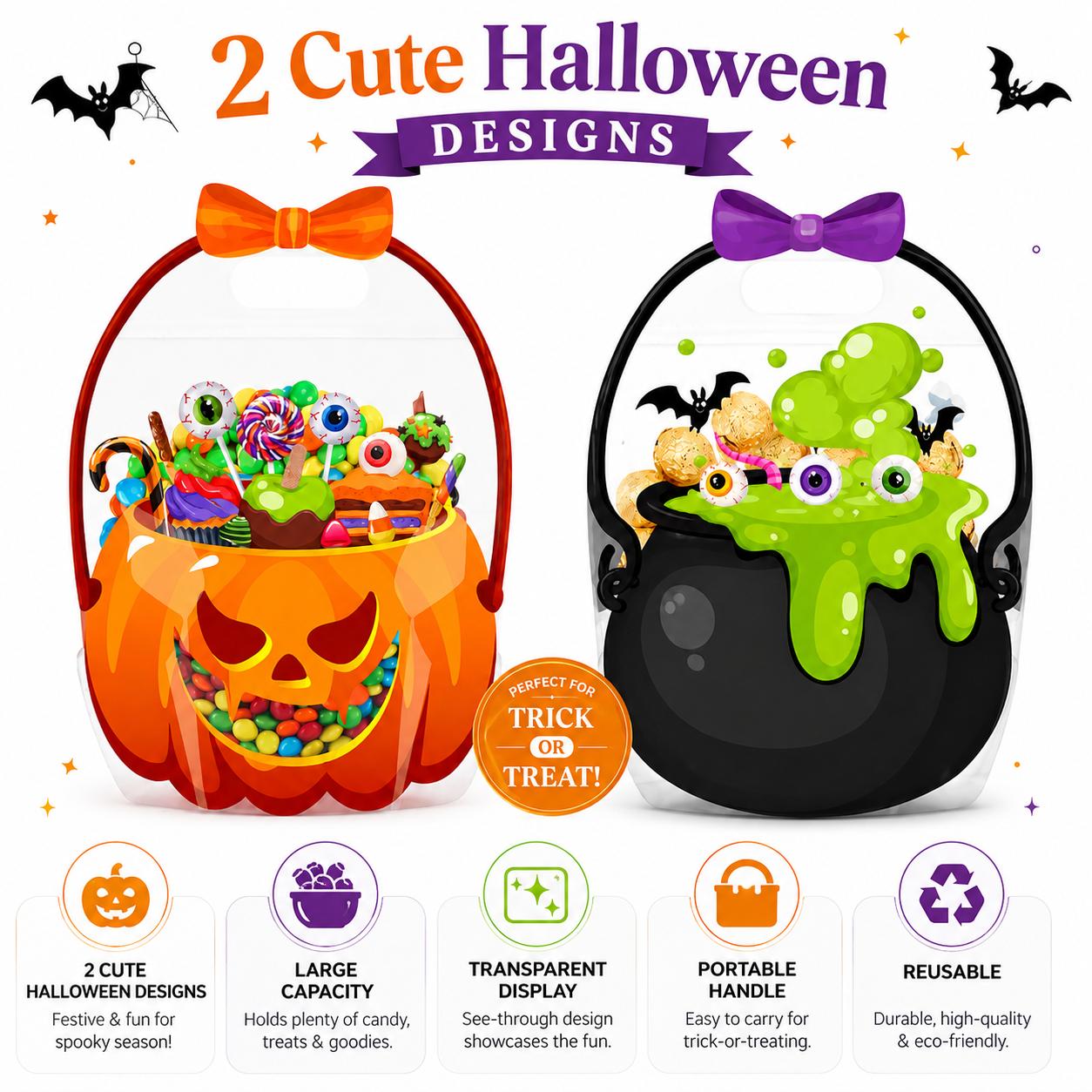 Pumpkin-Shape Transparent Holiday Gift Bags, One Size PE Bags for Festive Indoor Recreation Celebrations