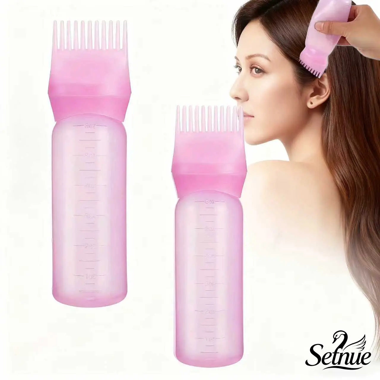 2-Pack Root Comb Applicator Bottle, 6 oz Hair Care Tool with Graduated Scale for Dye & Oiling