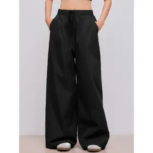 Cider [2 colors, size 0-26] Cotton-blend Mid Rise Solid Elastic Waist Pocket Straight Leg Pants