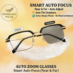 Smart Zoom Auto-Adjusting Reading Glasses|  1.00-7.00 Diopters Photochromic UV Blue Light Filter| Unisex Lightweight Eyewear Gift for Parents Seniors Daily Wear