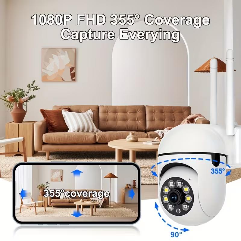 【JOOAN 1080P FHD Home Smart WiFi Security Camera】BT/WiFi Connection, 360° PTZ Panorama HD, Color Night Vision, Motion Detection, Two-Way Audio, Auto Tracking, Siren Alarm, 2.4G WiFi, SD Card/Cloud Storage (Optional)