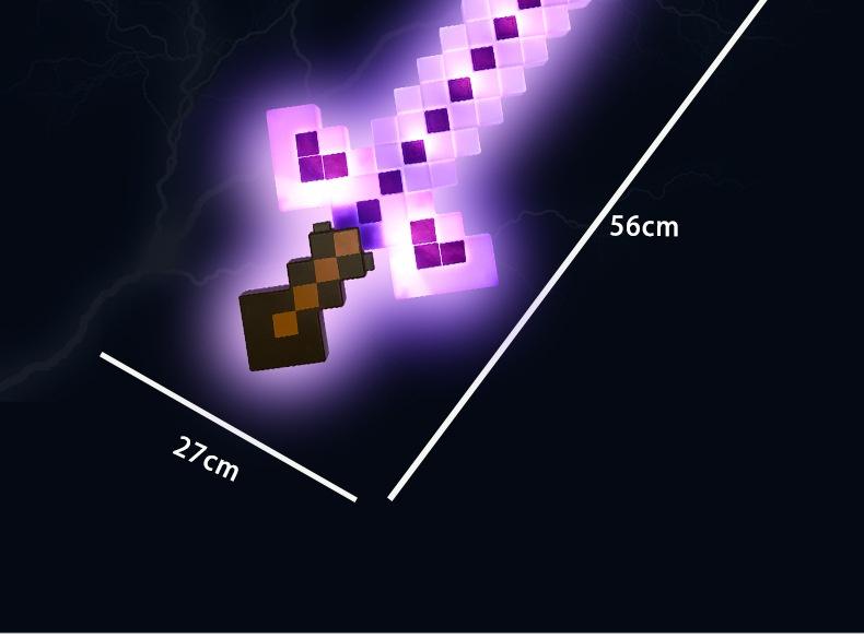 LED Light-Up Enchanted Sword Pixel Life-Size Role-Play Toy Costume Accessory Inspired by Video Game