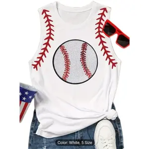 Sleeveless Sequin Baseball T-shirt