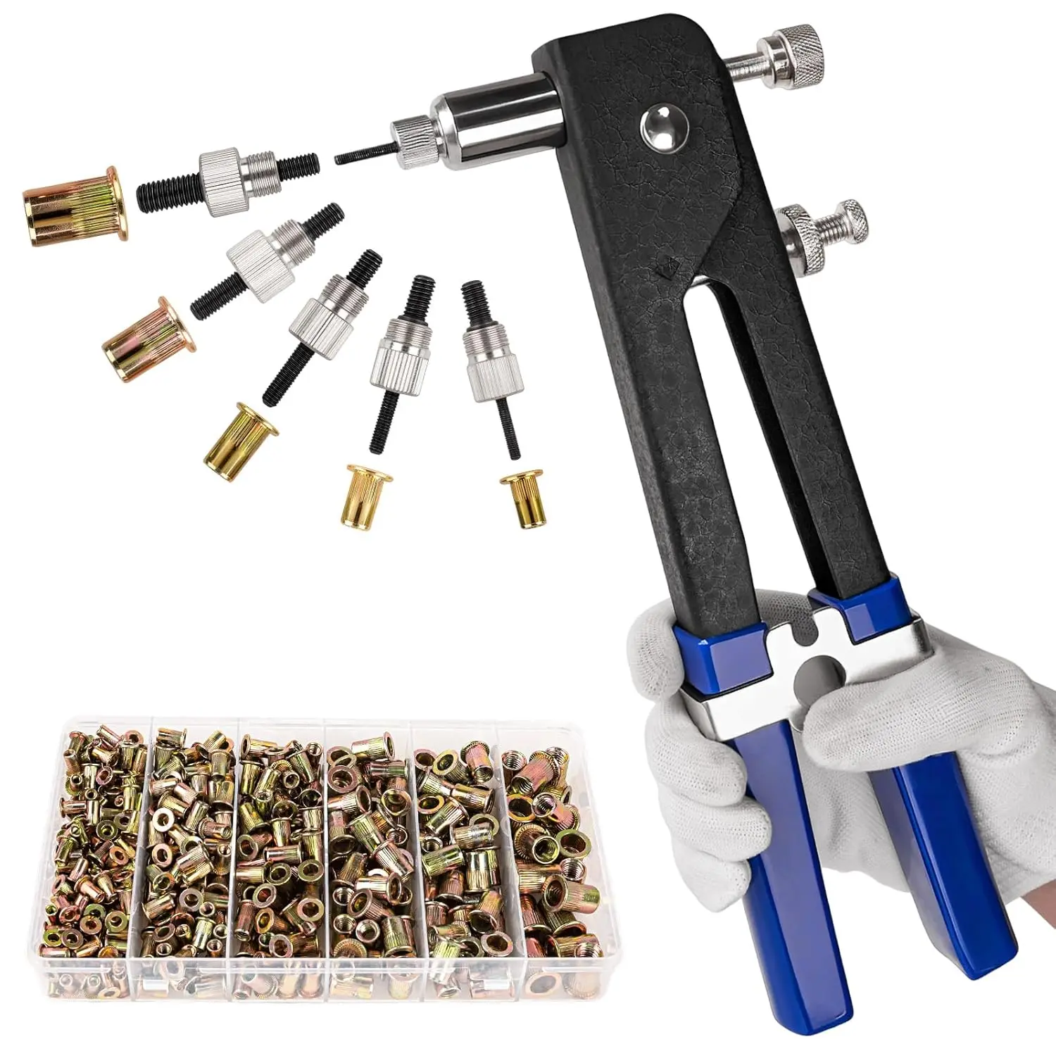 430PCS Rivet Nut Tool Kit with Rivet Nut Gun Metric Rivnuts M3 M4 M5 M6 M8