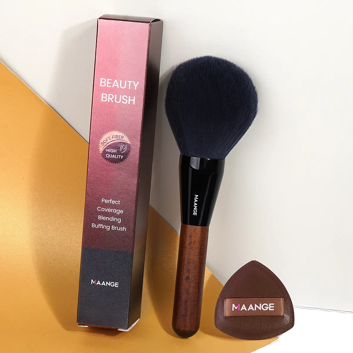 MAANGE 1pc Large Loose Powder Brush + 1pc Marshmallow Air Cushion Puff, Brush Combo, Cosmetic Brush, Essential Beauty Tools for Daily Use, At Home Or On-The-Go, Makeup Accessories Gifts for Friends, Makeup Set