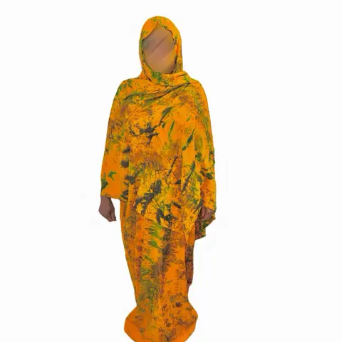2 piece Karis (Tie-dye) Baati Baac Yare & Garbasaar (Shawl) - Handmade 100% Rayon non-shrink fabric loose fitting dress and shawl