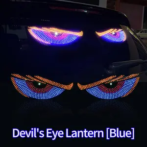 1 pair LED devil eye lights, suitable for car windshields and rear windows, flashing devil eye logo lights, USB port fun lighting,