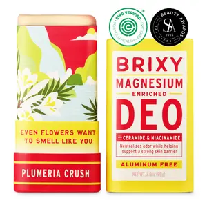 BRIXY Magnesium Enriched Deodorant With Skin Barrier Support, Ceramide & Niacinamide, Odor Control, Aluminum Free, Vegan, Plastic Free, EWG Verified, Lightly Scented