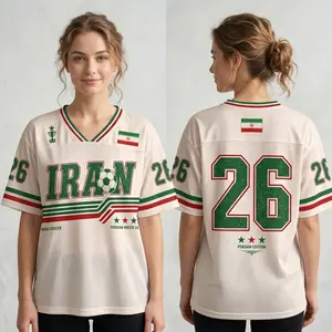 Iran Football Jersey, Persian Edition Mesh 2026 Football Nations Big IRAN Lettering Soccer Ball Graphic Flag Design Number 26, Perfect Gift Soccer Fans