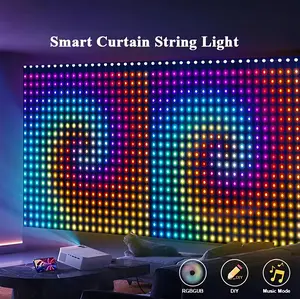 LED Intelligent Curtain Lights, RGB App-Controlled DIY Text & Pattern Fairy Lights, Dimmable for Curtain Background Home Decor, Halloween & Christmas Festive Decorations