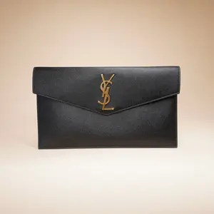 Pre-owned Yves Saint Laurent LEATHER Clutches & Wristlets Black Uptown Pouch