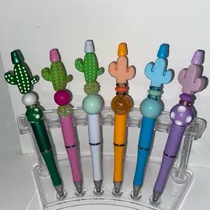 Cactus and flower focal beaded pens