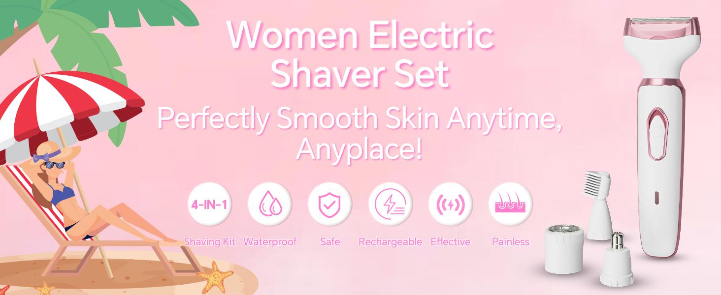 Electric Shaver for Women Best Electric Razor for Womens Bikini Legs Underarm Public Hairs Rechargeable Trimmer with Detachable Head Cordless Wet Dry Use Precise Safe Christmas Gift New Year Gift Shaving Waterproof