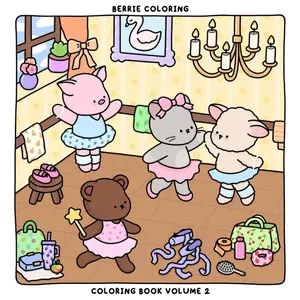 Berrie Coloring Volume 2: Cute and Cozy Coloring Book for Adults & Kids Featuring Easy to Color Animal Illustrations and Adorable Scenes