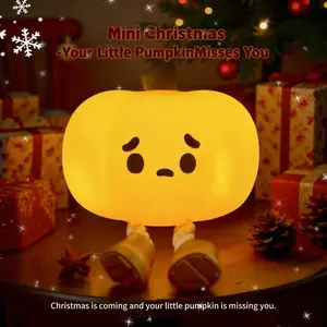 Christmas Pumpkin Night Lamp - A cute rechargeable desk lamp, suitable for winter home and bedroom decoration, a lovely Christmas gift