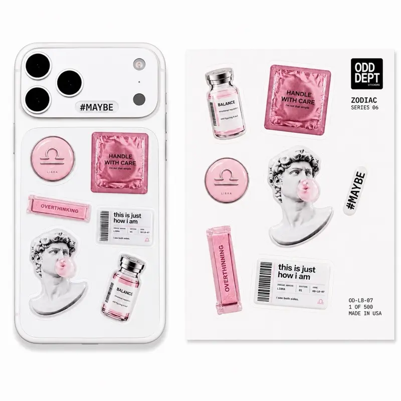 Odd Dept: Libra 3D Zodiac Sticker Pack - Aesthetic Stickers for Phones, Laptops, Water Bottles