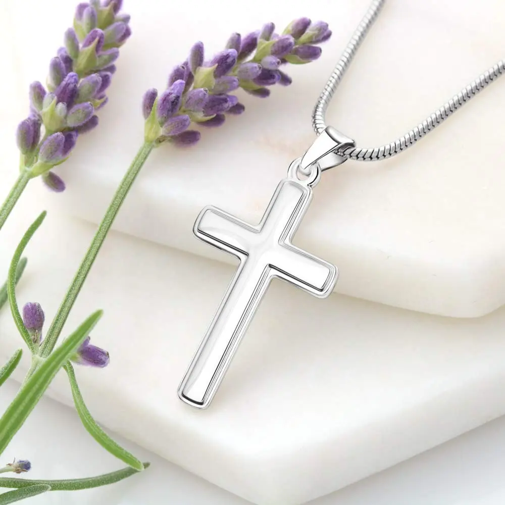 Personalized Cross Pendant Necklace Adjustable Snake Chain Hypoallergenic Stainless Steel Clavicle Chain Unisex Gift