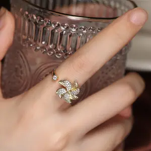 Rotating Windmill Spinning Anxiety Adjustable Ring