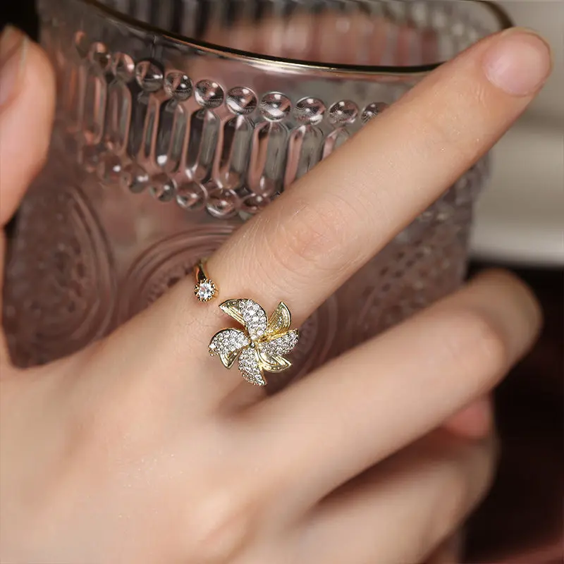Rotating Windmill Spinning Anxiety Adjustable Ring