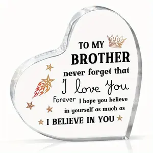 Gifts for Brother, Brother Gifts from Sister, Encouraging Acrylic Keepsake 3.9 x 3.9inch, Fathers Day Birthday Gifts for Brother Adult, Best Christmas Gifts for Brother from Sister
