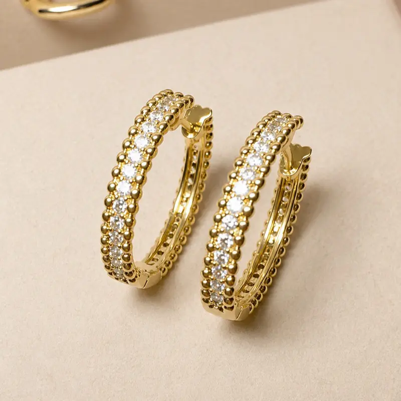 Beaded Pavé Statement Hoops