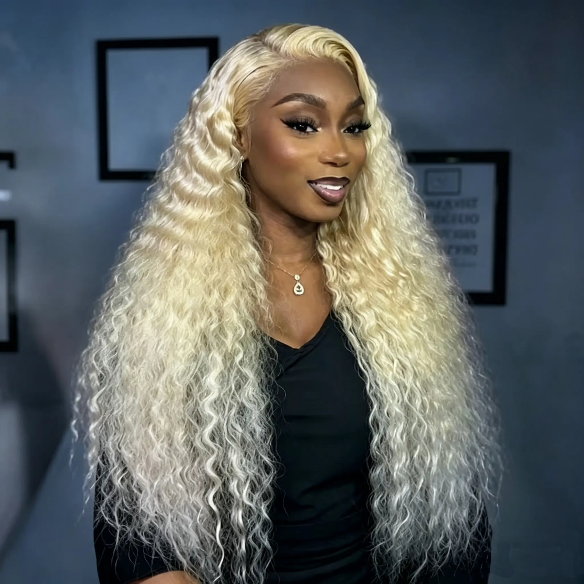 613 13x6 Lace Front Wig Human Hair 32 inch Blonde Deep Wave Wig 180% Density 13x6 Transparent Lace Frontal Wig for Women Blonde 613 Blonde Wigs Human Hair Pre Plucked with Baby Hair
