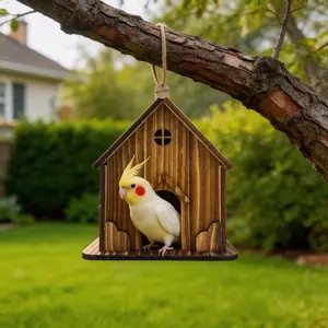 1PC Cute Multi-House Bird Condo, Rustic Wooden Birdhouse for Outdoor Garden Decor, Perfect Bird Nest for Small Birds, 1 Piece