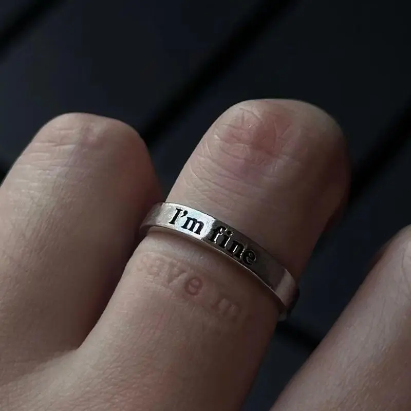 Adjustable Silver Inspirational Hope Open Rings - Costume Jewelry for All Seasons, Daily Wear, Special Occasions, Positive Ring, Casual, Everyday, Hope Motif, Different Finger Sizes, Unisex