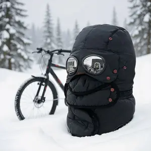 Aviator Winter Hat with Goggles, Windproof Thermal Ski Mask for Cycling, Skiing & Cold Weather