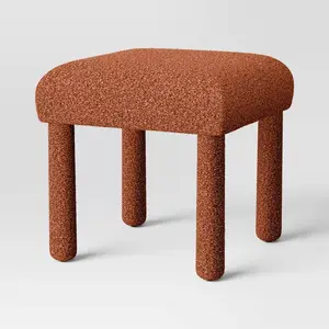 Upholstered Stool Ottoman Rust Boucle - Room Essentials