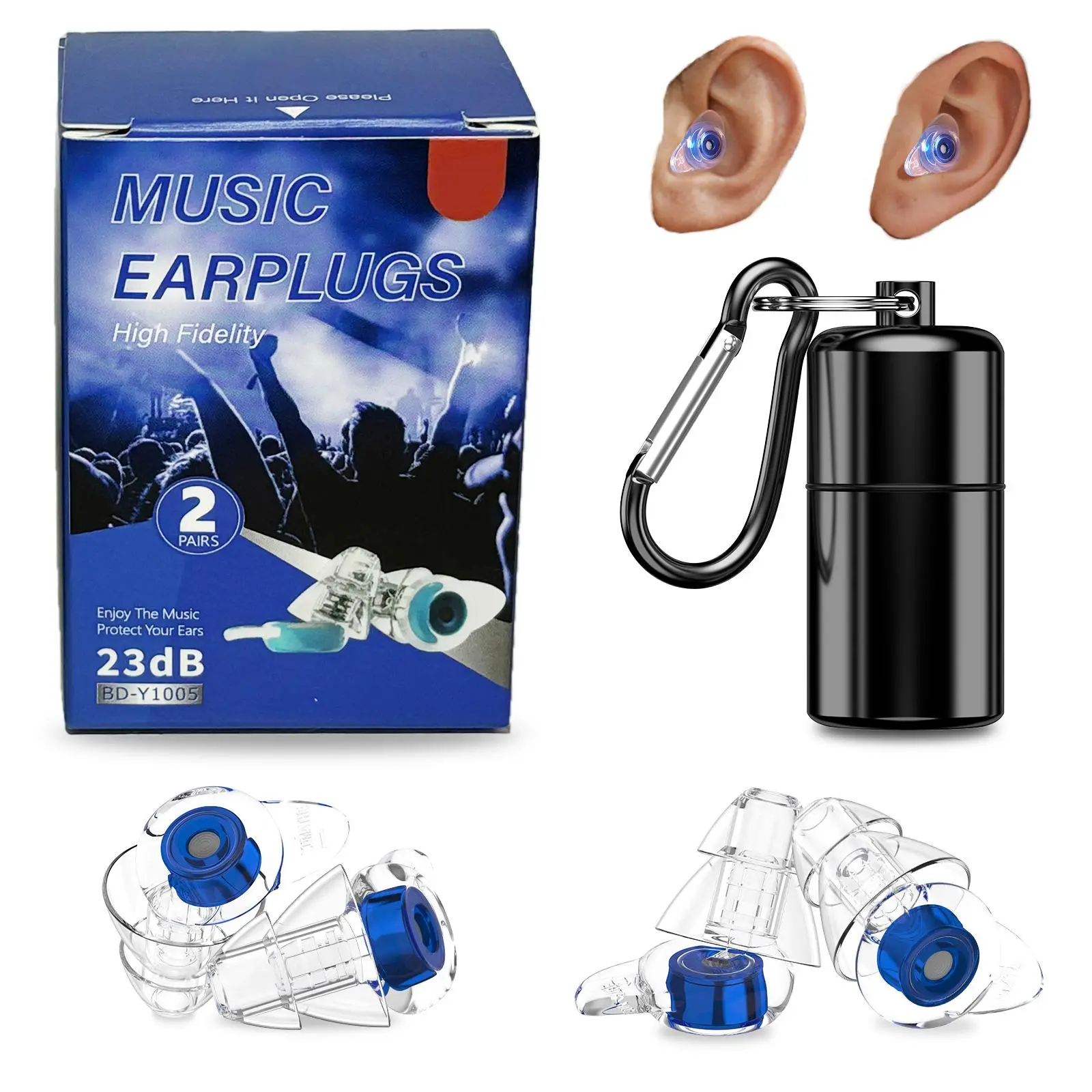 Premium High-Fidelity Reusable Silicone Earplugs, 23dB Noise Reduction Hearing Protection, Small-Standard Sizes, for Daily Use, Mother's Day Gift,summerwins