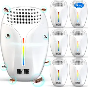 Upgraded Ultrasonic Pest Repeller - 6 Pack, Electronic Plug-in for Roaches, Mice, Bugs, Mosquitoes, Ants, 3 Mode Switching
