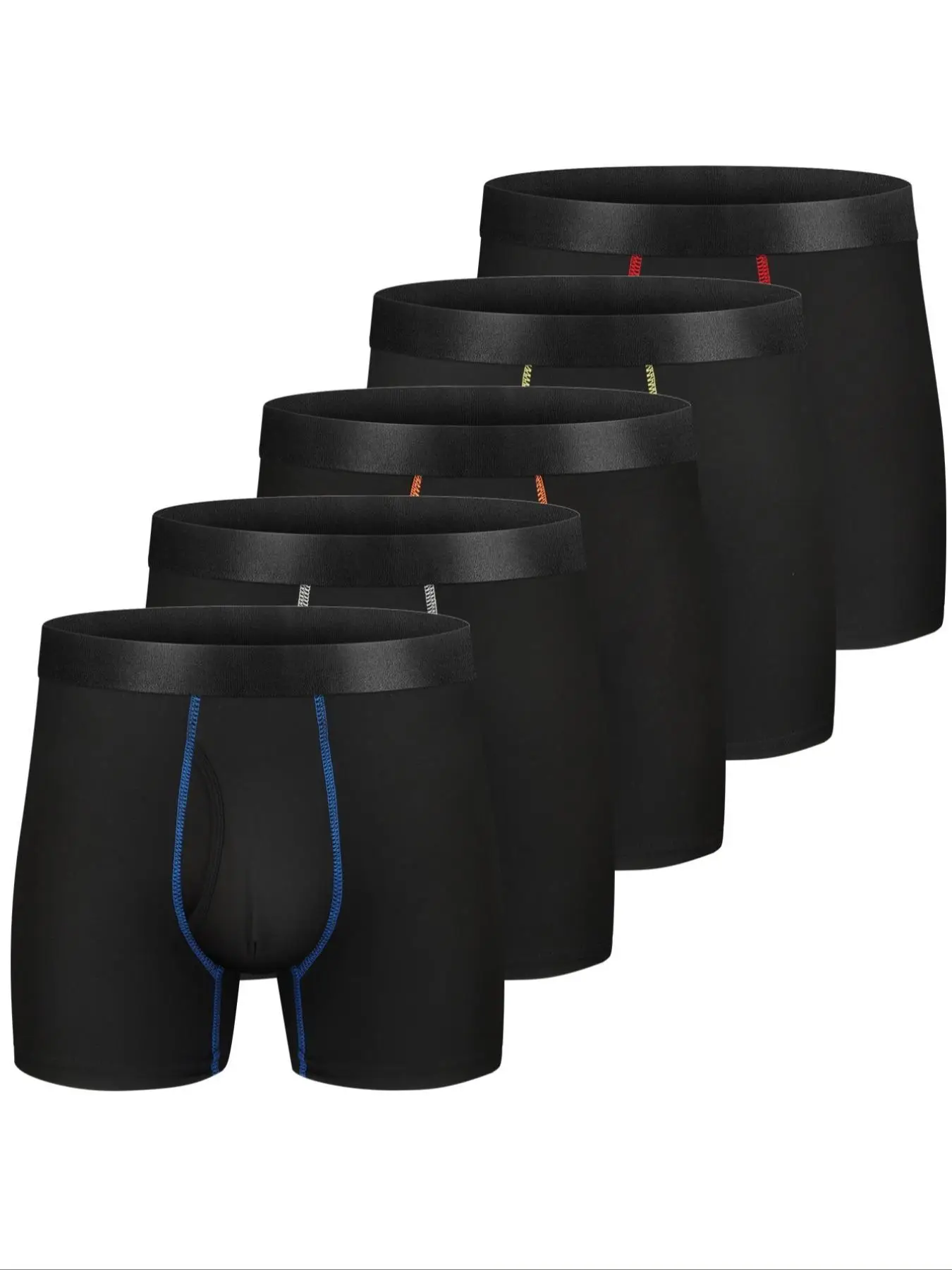 Men's Solid Color Top Stitching Trunk with Fly,casual Comfy Breathable Underwear for Daily Wear, Men's Underwear for All Seasons, Undergarments