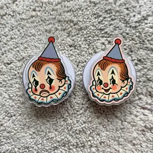 Vintage Circus Clown Baby Phone Grip, Kawaii Kewpie Doll Pierrot Griptok, Aesthetic Pastel Clown Acrylic Phone Stand, Retro Harlequin Baby Tech Accessory, Gift for Her